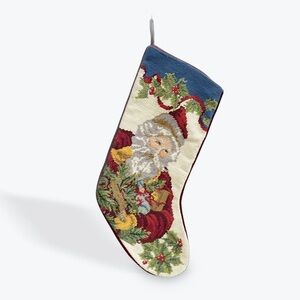 VINTAGE :: needlepoint Santa stocking